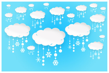 An abstract illustration background of white paper clouds with s