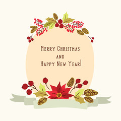 Christmas banner with vintage flowers