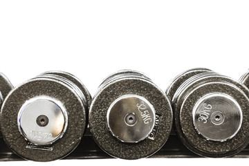 Weights in a Gym.
Gym interior close up, machinery and weightlifting equipment.