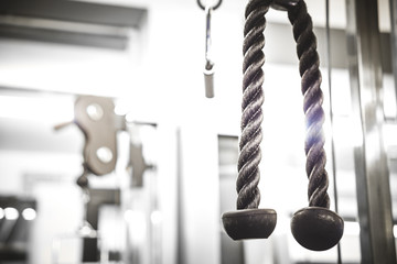 Weights in a Gym.
Gym interior close up, machinery and weightlifting equipment.