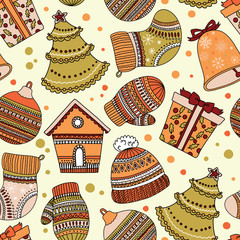 Pattern with Christmas elements. Can be used for desktop wallpaper or frame for a wall hanging or poster,for pattern fills, surface textures, web page backgrounds, textile and more.