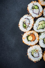 California sushi style rolls, with raw vegetables