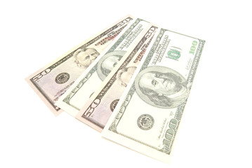 dollars banknotes on white