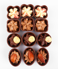 Chocolate sweets isolated on white