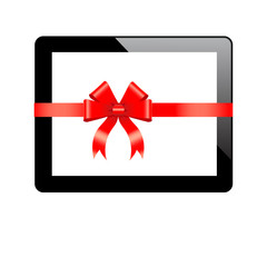 Black Tablet PC a gifts for the holiday with red bows