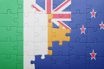 puzzle with the national flag of ireland and new zealand
