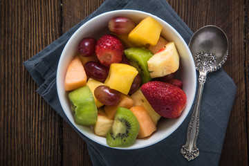 Healthy breakfast concept, bowl of fruits