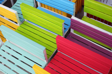 colorful wooden bench as background