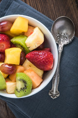 Healthy breakfast concept, bowl of fruits