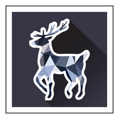 Modern style deer icon with polygon design and shadow. Symbol of reindeer, animals and wildlife.