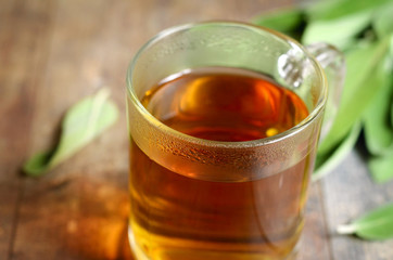 Tea with sage in a glass.