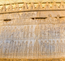 Residents of historical empire with animals in Persepolis