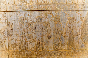 Residents of historical empire with animals in Persepolis