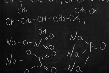 School blackboard with formulas