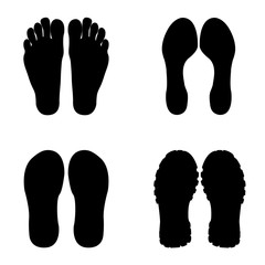 vector modern footprint set on white