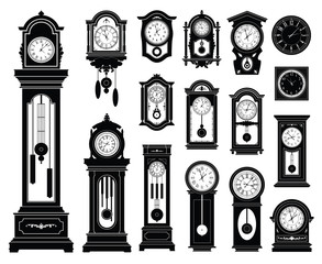 Set of clocks. Vector illustration.