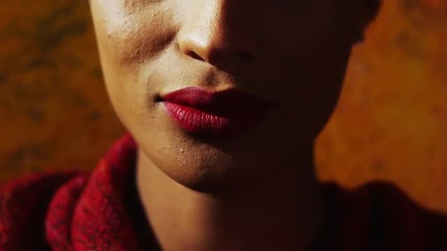 Close-up of beautiful female model's lips