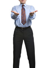 Businessman showing both empty hands