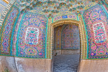 Nasir al-Mulk Mosque passage fisheye