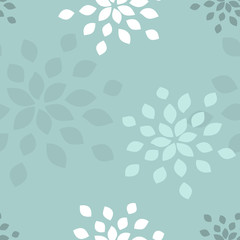 Stylized flower seamless pattern. Petals blue textile fabric design.