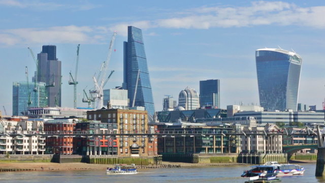 LONDON, UK - September 20, 2015: City of London view from the Waterloo bridge