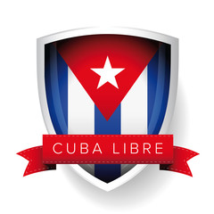 Cuba libre flag vector shield