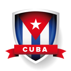 Cuba flag vector shield