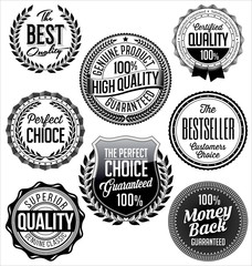 Collection of Vintage Badges. Black on White Background