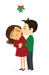 Couple under the mistletoe