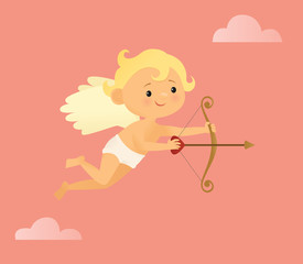 Flying cupid with a bow and arrow