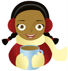 Girl holding a cup of hot chocolate