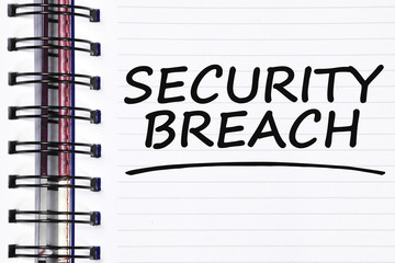 security breach words on spring white note book