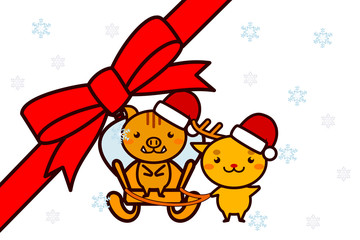 クリスマスフレームの動物シリーズ