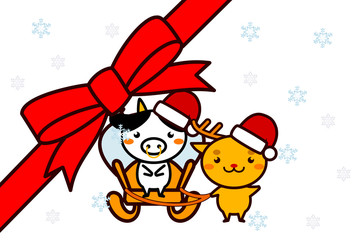クリスマスフレームの動物シリーズ