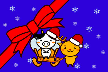 クリスマスフレームの動物シリーズ