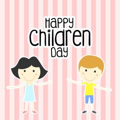 Happy children day card, with boy and girl illustration