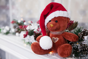 Teddy bear with santa hat