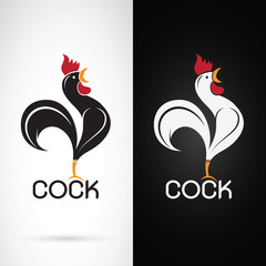 Vector image of a cock design on white background and black back © yod67