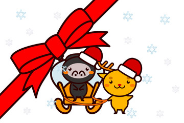 クリスマスフレームの動物シリーズ