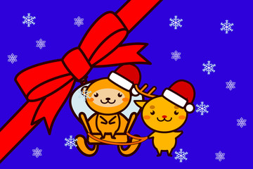 クリスマスフレームの動物シリーズ