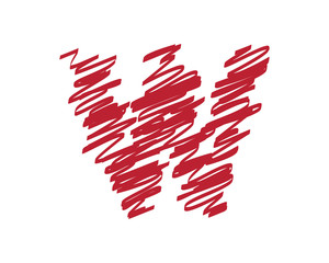 W Scribble Doodle Letter Logo