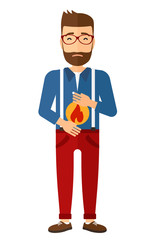 Obraz premium Man suffering from heartburn.