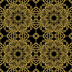 Vector seamless pattern in oriental style. Golden color.