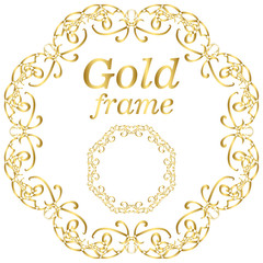 Golden calligraphic vector design elements. Gold menu and invitation border, round frame,divider,page decor. Luxury style calligraphic
