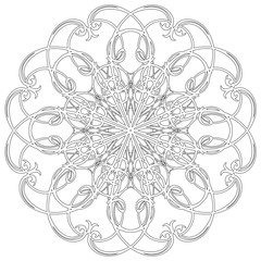 Black and white abstract circular pattern mandala.