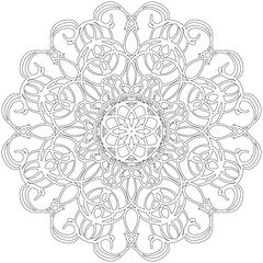 Black and white abstract circular pattern mandala.