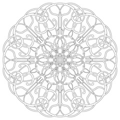 Black and white abstract circular pattern mandala.