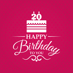 Happy birthday to you. Greeting card with cake and candles for 2