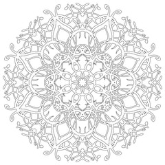 Black and white abstract circular pattern mandala.