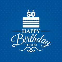 Happy birthday to you. Greeting card with cake and candles for 5